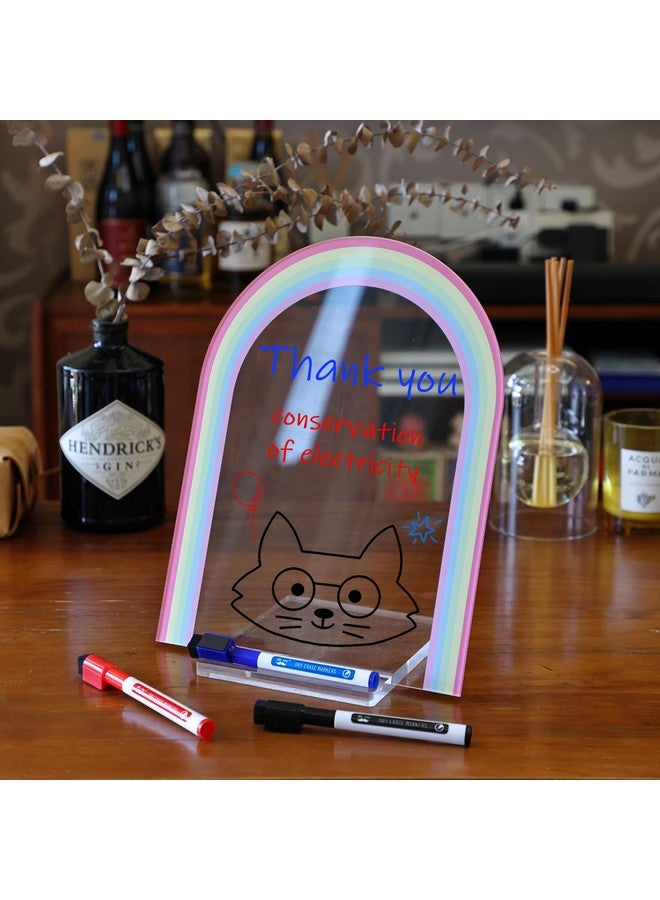 مستر. بين لوح أكريليك شفاف مع حامل، 11.8 بوصة × 8.9 بوصة، 3 أقلام تحديد، موضوع قوس قزح، لوح أكريليك للمكتب، لوح أكريليك شفاف قابل للمسح الجاف مع حامل، لوح شفاف قابل للمسح الجاف للمكتب - Image 5