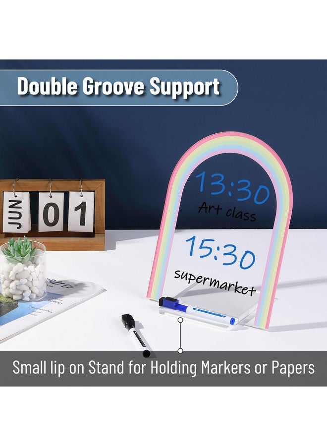 مستر. بين لوح أكريليك شفاف مع حامل، 11.8 بوصة × 8.9 بوصة، 3 أقلام تحديد، موضوع قوس قزح، لوح أكريليك للمكتب، لوح أكريليك شفاف قابل للمسح الجاف مع حامل، لوح شفاف قابل للمسح الجاف للمكتب - Image 3