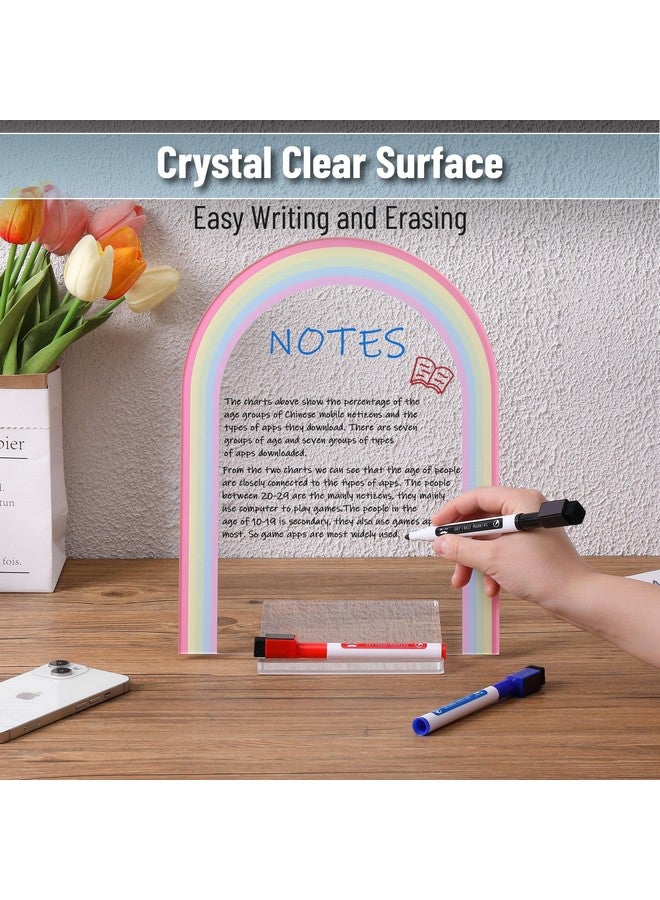 مستر. بين لوح أكريليك شفاف مع حامل، 11.8 بوصة × 8.9 بوصة، 3 أقلام تحديد، موضوع قوس قزح، لوح أكريليك للمكتب، لوح أكريليك شفاف قابل للمسح الجاف مع حامل، لوح شفاف قابل للمسح الجاف للمكتب - Image 4