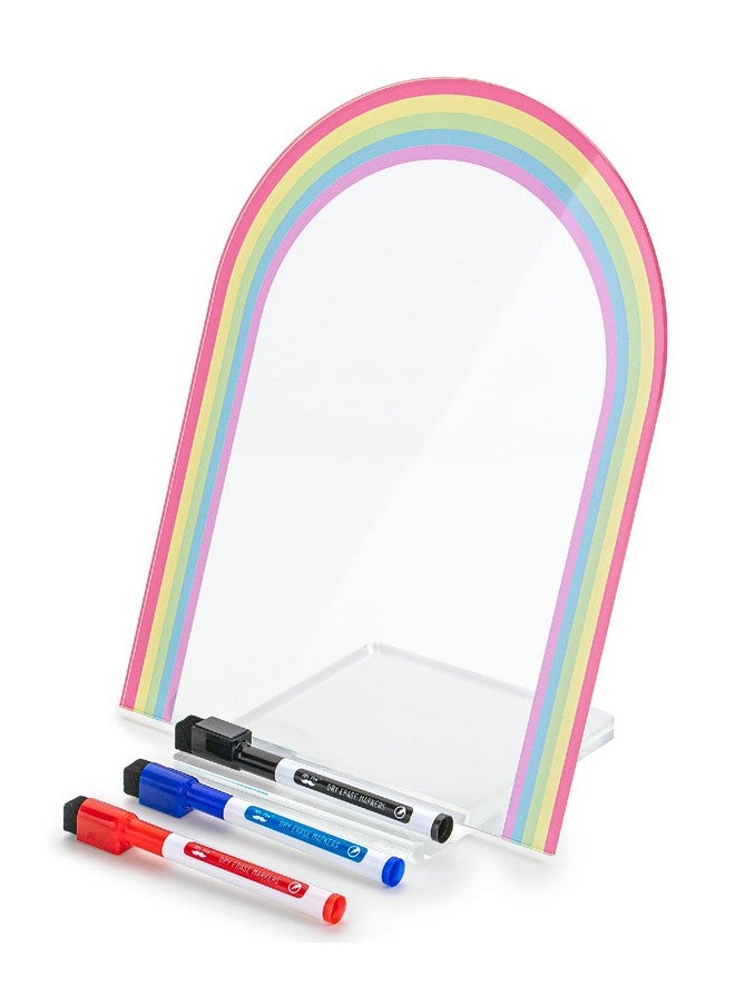 مستر. بين لوح أكريليك شفاف مع حامل، 11.8 بوصة × 8.9 بوصة، 3 أقلام تحديد، موضوع قوس قزح، لوح أكريليك للمكتب، لوح أكريليك شفاف قابل للمسح الجاف مع حامل، لوح شفاف قابل للمسح الجاف للمكتب - Image 1