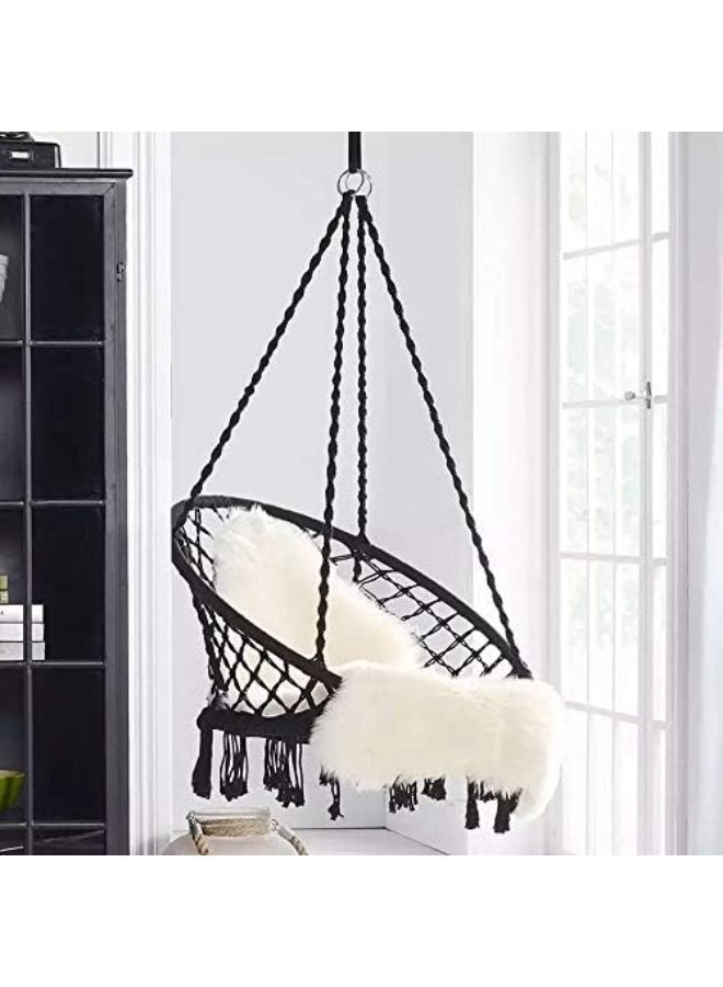 Zealite Zealite Swing Hammock, Nordic Style Swing Basket, Maximum 330 Pounds, Cotton Rope Hammock for Indoor and Outdoor Use  - Image 2