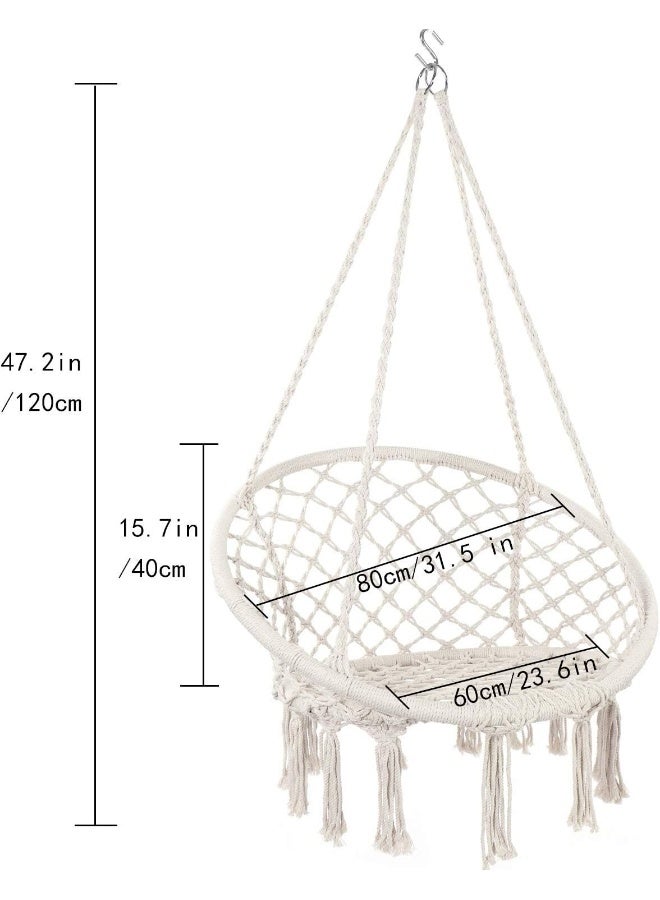 Zealite Zealite Swing Hammock, Nordic Style Swing Basket, Maximum 330 Pounds, Cotton Rope Hammock for Indoor and Outdoor Use  - Image 4