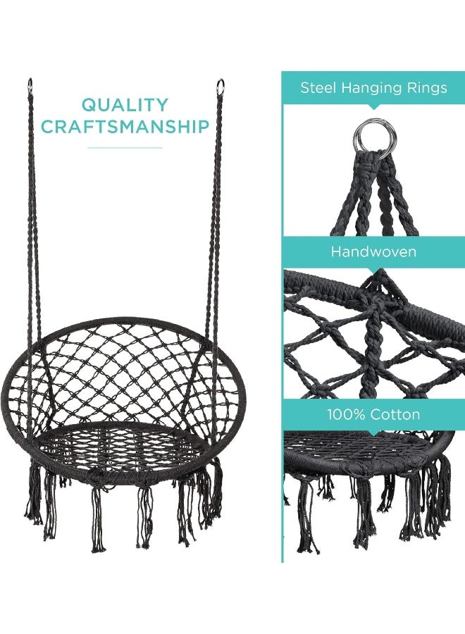 Zealite Zealite Swing Hammock, Nordic Style Swing Basket, Maximum 330 Pounds, Cotton Rope Hammock for Indoor and Outdoor Use  - Image 3