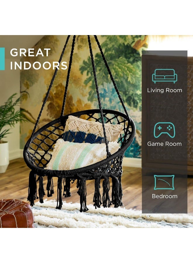 Zealite Zealite Swing Hammock, Nordic Style Swing Basket, Maximum 330 Pounds, Cotton Rope Hammock for Indoor and Outdoor Use  - Image 5