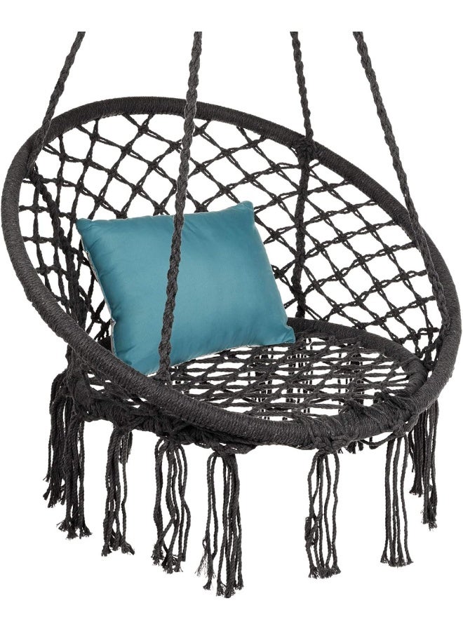 Zealite Zealite Swing Hammock, Nordic Style Swing Basket, Maximum 330 Pounds, Cotton Rope Hammock for Indoor and Outdoor Use  - Image 1