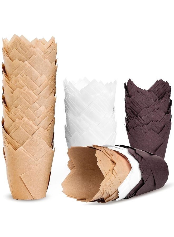 HOMESTAR 200pcs Tulip Cupcake Liners, Premium Muffin Liners Holders for Baking Cups, Greaseproof Cupcake Wrappers in Standard Size, Classic Parchment Paper Cupcakes Liner for Party, Christmas - Image 1