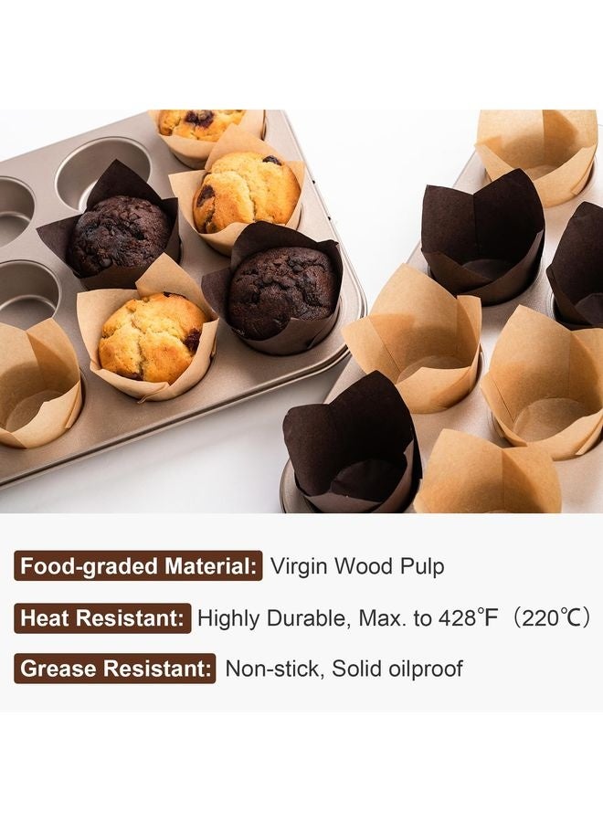 HOMESTAR 200pcs Tulip Cupcake Liners, Premium Muffin Liners Holders for Baking Cups, Greaseproof Cupcake Wrappers in Standard Size, Classic Parchment Paper Cupcakes Liner for Party, Christmas - Image 5