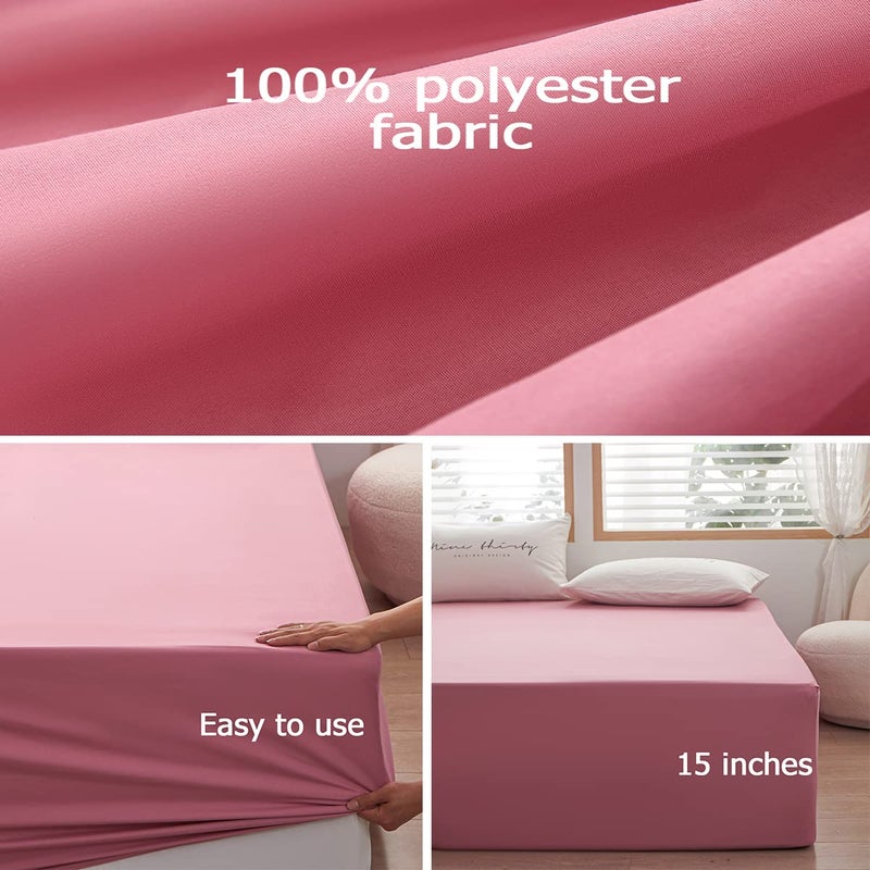 rushrushlulu Bedding Queen Size Fitted Sheet Only-Queen Size Deep Pocket Bottom Fitted Sheet Fits 15inches Bed Matress Sheet Soft and Microfiber Easy Care-Lotus Root Starch  - Image 3