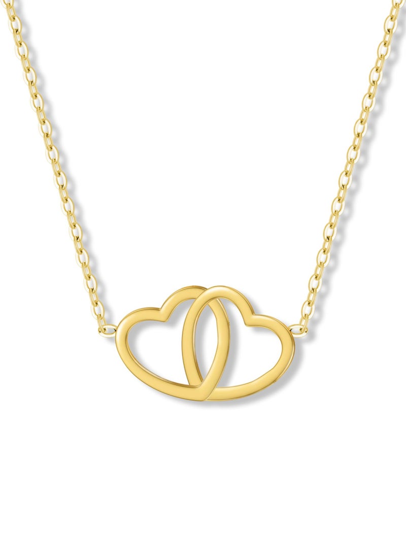 قلادة قلب الحب للنساء، مجوهرات معدنية على شكل قلب مزدوج، قلادة لطيفة للفتيات، مجوهرات عالية الجودة - Image 1