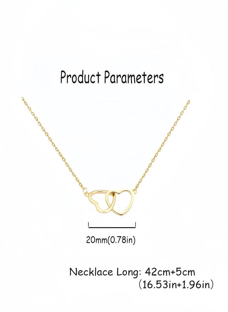 قلادة قلب الحب للنساء، مجوهرات معدنية على شكل قلب مزدوج، قلادة لطيفة للفتيات، مجوهرات عالية الجودة - Image 5