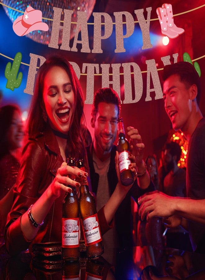كانيفا زينة حفلات أعياد الميلاد ذات الطابع الغربي، زينة حفلات رعاة البقر، لافتة عيد ميلاد سعيد لامعة، زينة حفلات غربية، لافتة معلقة، زينة حفلات أعياد ميلاد راعيات البقر، زينة رعاة البقر للمنزل، لوازم الحفلات - Image 4