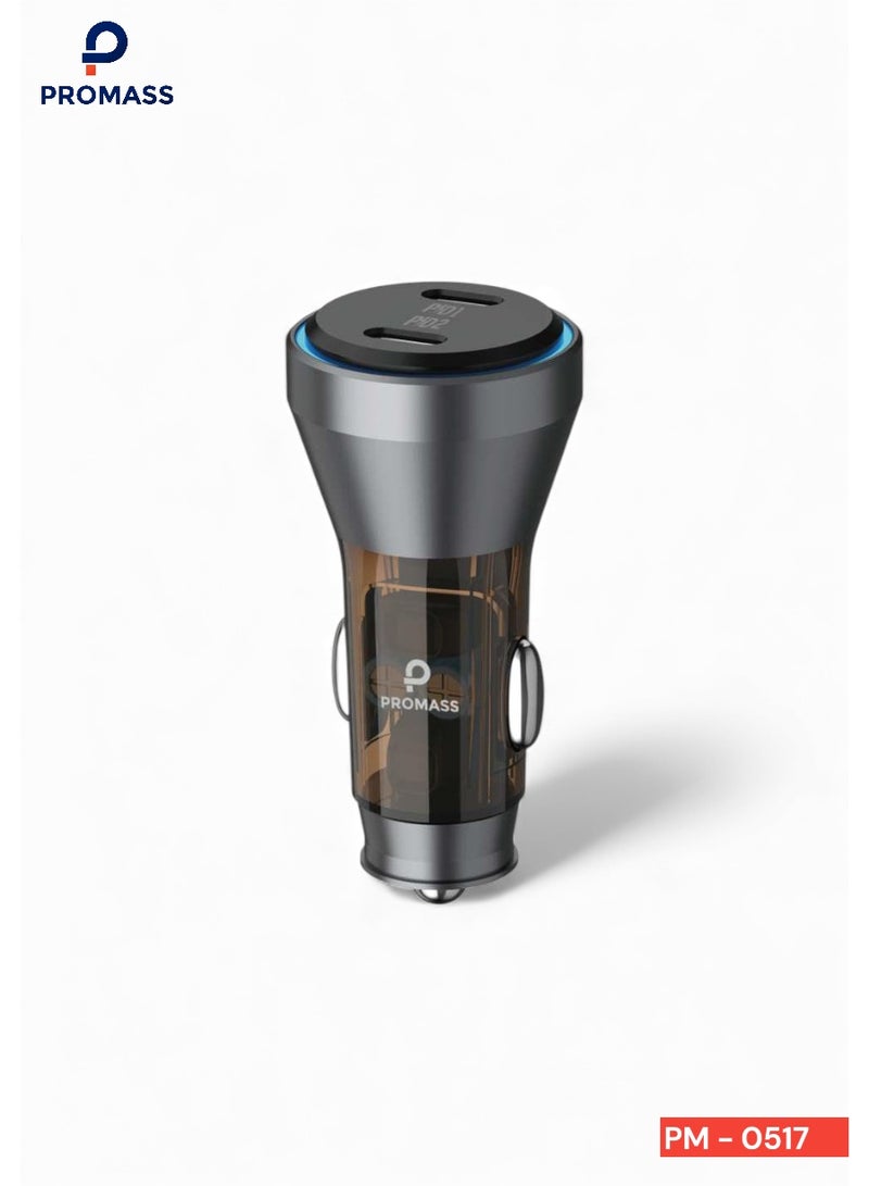 بروماس شاحن سيارة سريع مزدوج يواس بي سي PD 60W، شواحن بطارية سريع الشحن مقبس USB-C، منفذ PD بقوة 30واط ومنفذ آخر PD بقوة 30 واط إجمالي 60 واط لشحن سريع و آمن متوافق مع آيفون 17 برو 16 برو15 ماكس،14،13،12،11، جالاكسي S24،S23،22،21، آيباد 6،إير 6 - Image 1