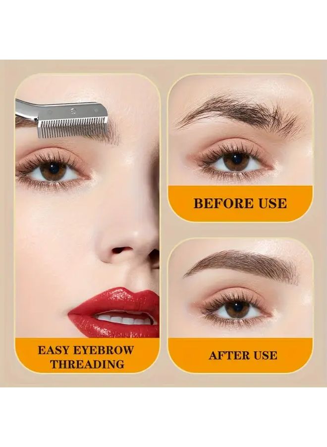Silvery Stainless Steel Eyebrow Scissors With Comb Sharp Blades Ergonomic Design For Home And Salon Use - Image 2