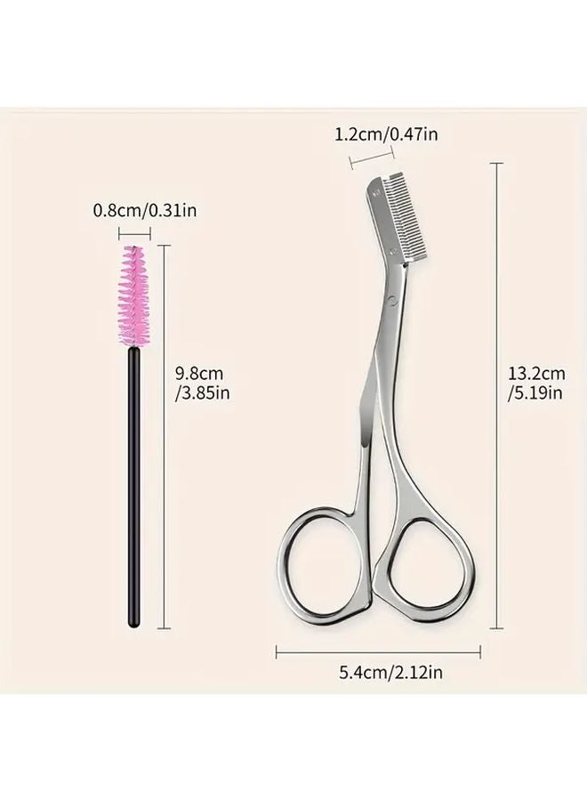 Silvery Stainless Steel Eyebrow Scissors With Comb Sharp Blades Ergonomic Design For Home And Salon Use - Image 4