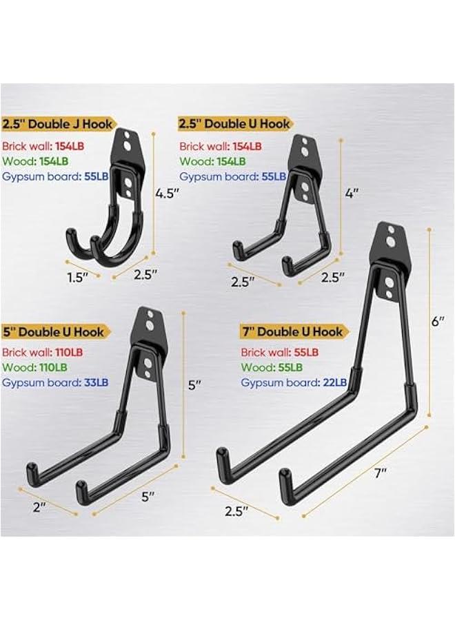 MIXDE 12 Pack Garage Hooks Heavy Duty,Utility Steel Garage Storage Hooks,Wall Mount Garage Hanger&Organizer for Organizing Power Tools,Ladders,Bulk Items,Bikes,Ropes and More Equipment (Black) - Image 3