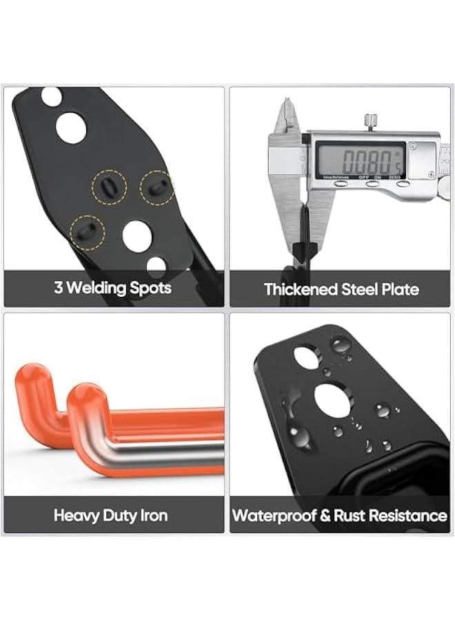 MIXDE 12 Pack Garage Hooks Heavy Duty,Utility Steel Garage Storage Hooks,Wall Mount Garage Hanger&Organizer for Organizing Power Tools,Ladders,Bulk Items,Bikes,Ropes and More Equipment (Black) - Image 4