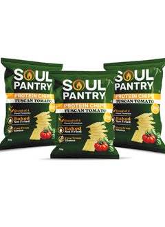 Soul Pantry Tuscan Tomato Chips | High Protein Chips, Low Calorie, Gluten-Free, Vegan, Non-GMO | Healthy Snacks, Vegan Chips (Pack of 3)