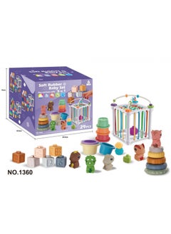 Export Baby Play Soft Glue Stacked Le Sessele Digital Animal Building Blocks Finger Doll Toy-Color:60 Five-in-one Bathroom Water Stacking Building Block Set