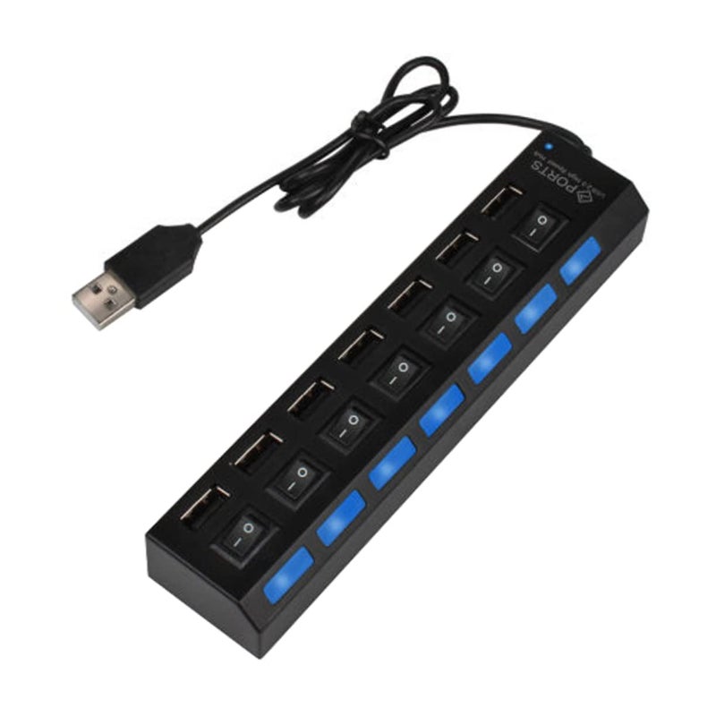 محور USB عالي الطاقة مع حماية إيقاف آمنة ونقل بيانات ميغابت في الثانية للكمبيوتر المحمول وجهاز الكمبيوتر المكتبي باللون الأسود - Image 3