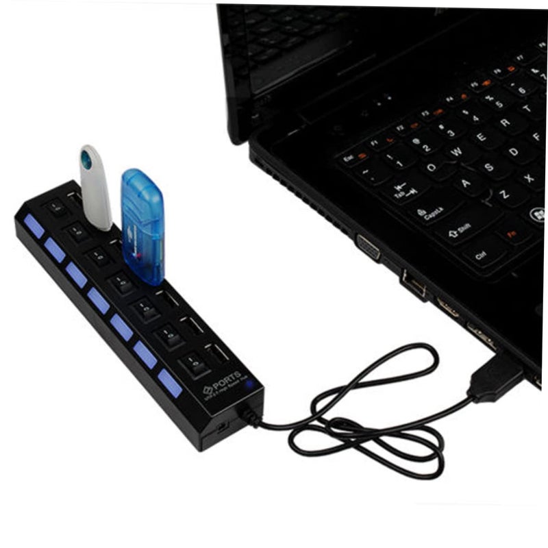 محور USB عالي الطاقة مع حماية إيقاف آمنة ونقل بيانات ميغابت في الثانية للكمبيوتر المحمول وجهاز الكمبيوتر المكتبي باللون الأسود - Image 5