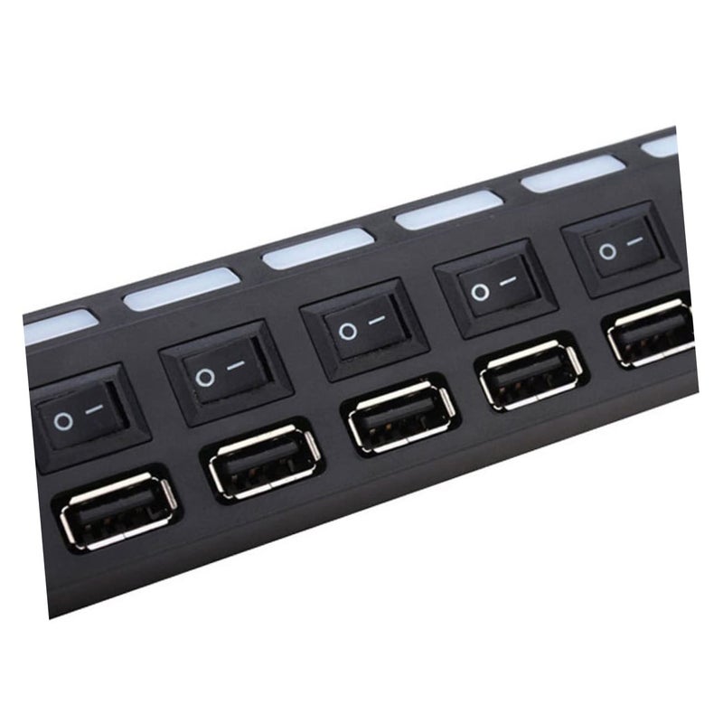 محور USB عالي الطاقة مع حماية إيقاف آمنة ونقل بيانات ميغابت في الثانية للكمبيوتر المحمول وجهاز الكمبيوتر المكتبي باللون الأسود - Image 4