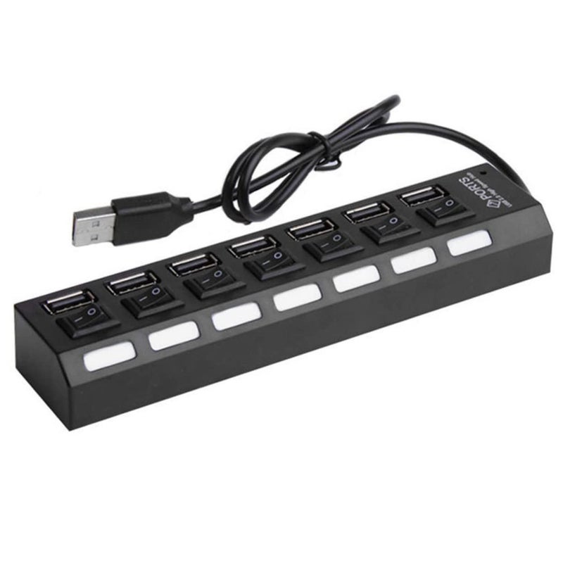 محور USB عالي الطاقة مع حماية إيقاف آمنة ونقل بيانات ميغابت في الثانية للكمبيوتر المحمول وجهاز الكمبيوتر المكتبي باللون الأسود - Image 2