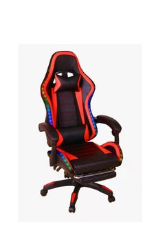EMZJ RGB LED Gaming Chair Ergonomic Office Chair Racing Style High-Back Desktop PC Computer GamingChair Adjustable Height Swivel Chair With Footrest Headrest and Lumbar Support 