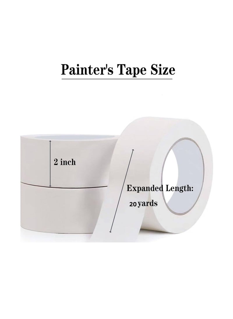 ECVV - Premium Masking Tape, 1 Roll 2 Inch X 20 Yards General Purpose Paper Tape For Painting, Labeling, Marking, Gardening, Packaging, Artworks, Schools, Office, Garage, Factory, Industrial Uses - Image 1