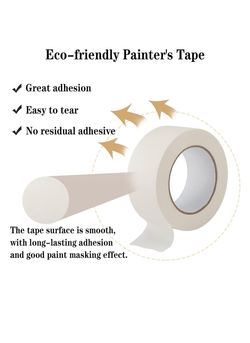 ECVV - Premium Masking Tape, 1 Roll 2 Inch X 20 Yards General Purpose Paper Tape For Painting, Labeling, Marking, Gardening, Packaging, Artworks, Schools, Office, Garage, Factory, Industrial Uses - Image 1