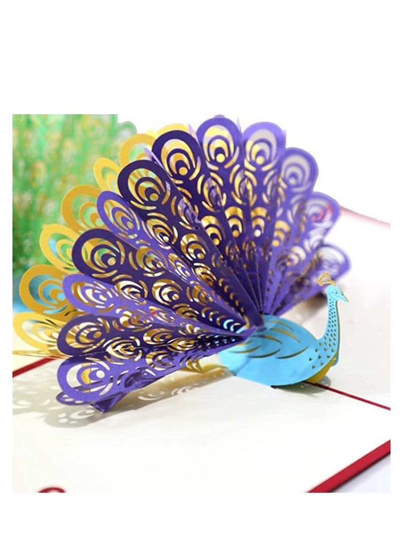 SOLARAE 3D Peacock Pop-up Greeting Card, Creative Handmade Holiday Card, Perfect Gift for Wedding Anniversaries, Ideal for Husband, Wife, Boyfriend, or Girlfriend. - Image 2