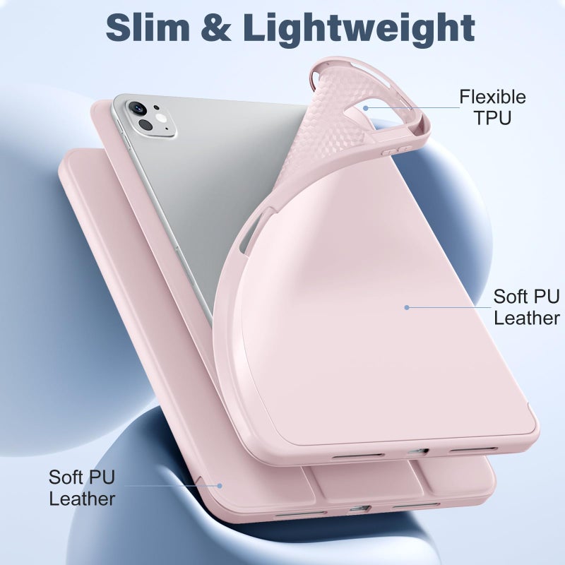 Akkerds for iPad Pro 11 Inch Case (M5/M4) 2025/2024 6th/5th Generation with Pencil Holder, for iPad Pro Case 11 Inch with Trifold Stand Protective Cover/Soft TPU Back, Auto Wake/Sleep, Pink - Image 5