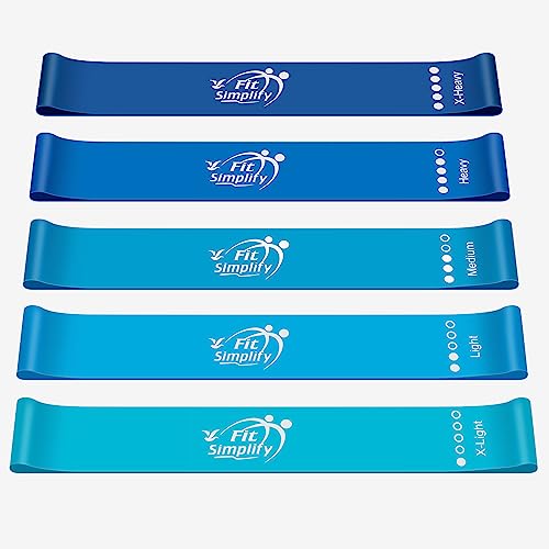 Fit Simplify Resistance Loop Exercise Bands with Instruction Guide and Carry Bag, Set of 5 - Image 2