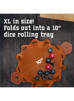 IMPRESA Xl 2In1 Genuine Leather Dice Tray & Dnd Dice Bag Unfolds Into 10 Inch Diameter Dnd Dice Tray Dnd Leather Dice Pouch Protects Dice And Tables Leather Drawstring Pouch Take Items Anywhere  - Image 5