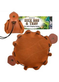 IMPRESA Xl 2In1 Genuine Leather Dice Tray & Dnd Dice Bag Unfolds Into 10 Inch Diameter Dnd Dice Tray Dnd Leather Dice Pouch Protects Dice And Tables Leather Drawstring Pouch Take Items Anywhere  - Image 2