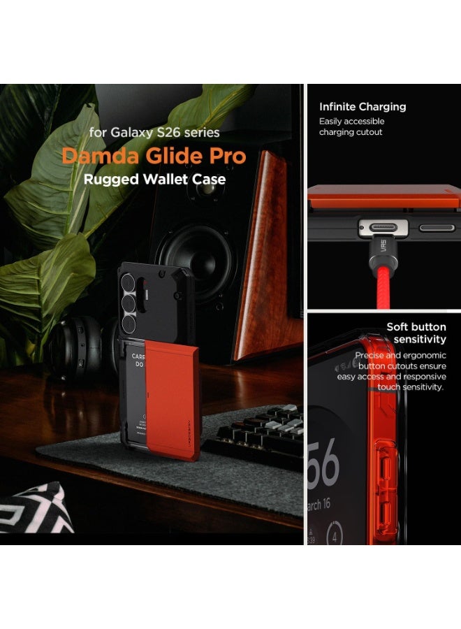 VRS Design غطاء محفظة Damda Glide Pro لهاتف سامسونج جالاكسي S26 ULTRA (2026) مع فتحة حامل بطاقات ائتمان شبه تلقائية [4 بطاقات] - أسود - Image 2