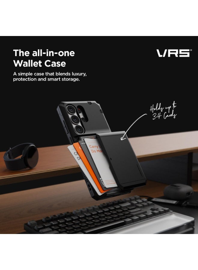 VRS Design غطاء محفظة Damda Glide Pro لهاتف سامسونج جالاكسي S26 ULTRA (2026) مع فتحة حامل بطاقات ائتمان شبه تلقائية [4 بطاقات] - أسود - Image 5