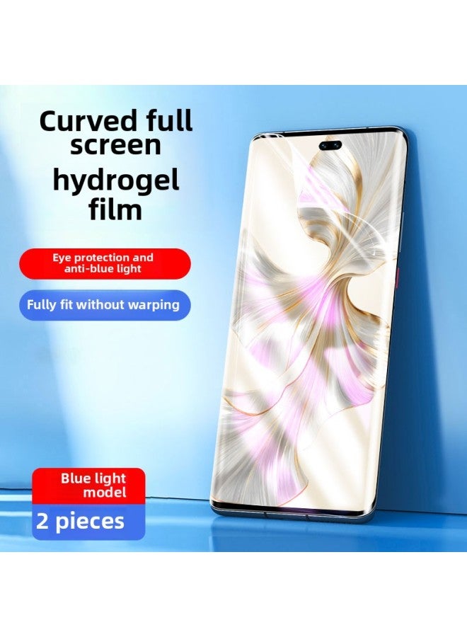 Applicable To For Huawei Glory 300/200/100Pro Mobile Phone Film X60/x50gt Hydraulic 90/80/70/60 Steel-Color:Blue Light★Hydrogel Film [full Screen Without Warping★Fingerprint Unlocking In Seconds] 2 Pieces-Size:Honor X60i  - Image 1