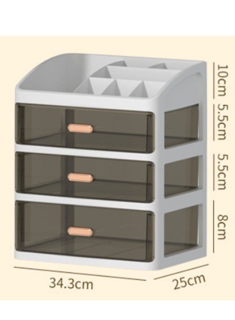 Arabest منظم مكياج بثلاثة أدراج، منظم مكتب، منظم تخزين مستحضرات التجميل، صناديق تنظيم الحمام ذات سعة كبيرة لغرفة النوم والمكتب والخزانة وسطح المنضدة والعطور (أخضر) - Image 5