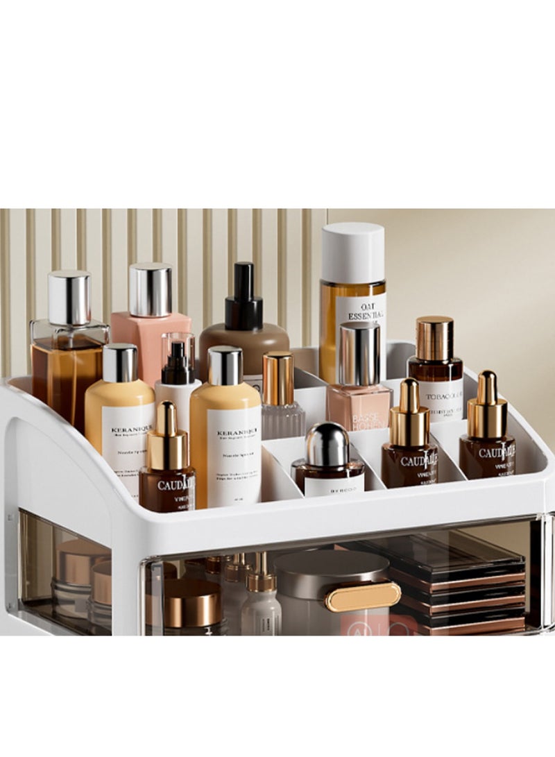 Arabest منظم مكياج بثلاثة أدراج، منظم مكتب، منظم تخزين مستحضرات التجميل، صناديق تنظيم الحمام ذات سعة كبيرة لغرفة النوم والمكتب والخزانة وسطح المنضدة والعطور (أخضر) - Image 3