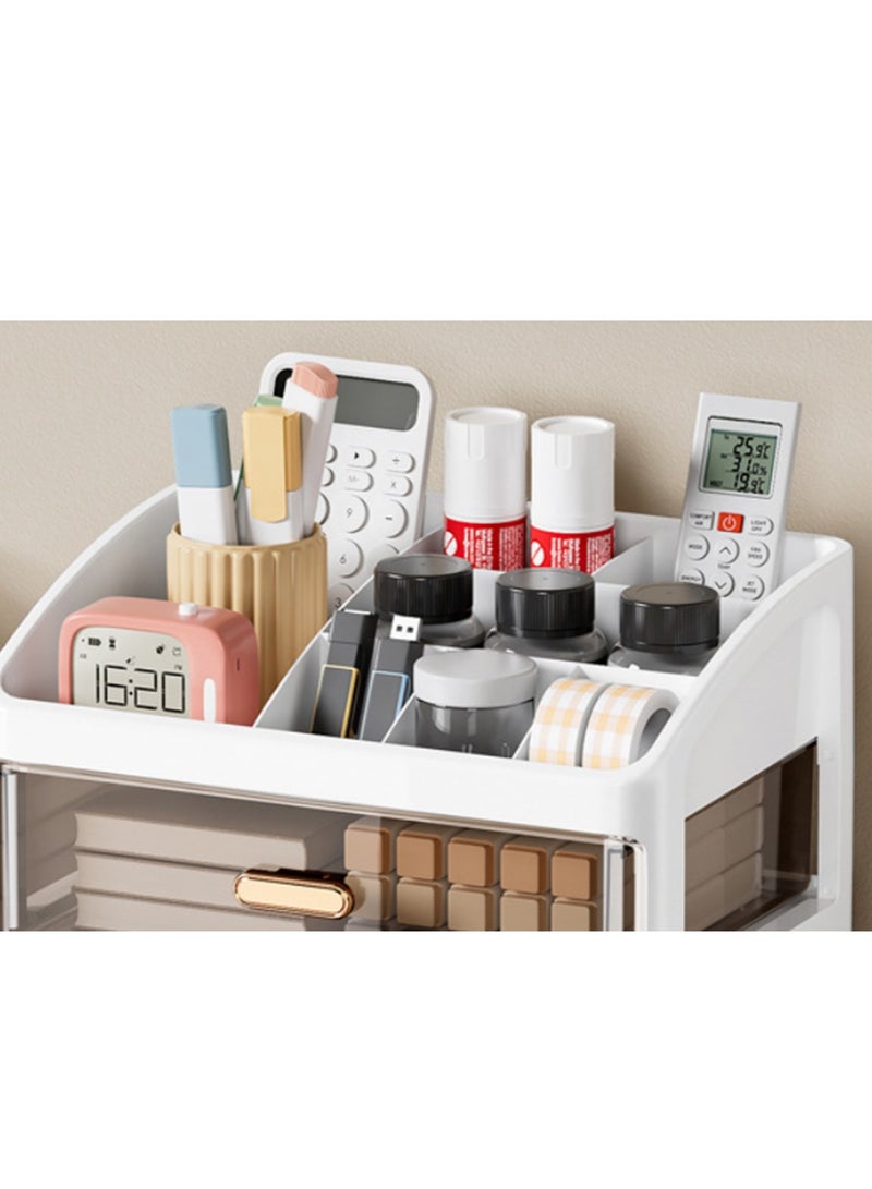 Arabest منظم مكياج بثلاثة أدراج، منظم مكتب، منظم تخزين مستحضرات التجميل، صناديق تنظيم الحمام ذات سعة كبيرة لغرفة النوم والمكتب والخزانة وسطح المنضدة والعطور (أخضر) - Image 4