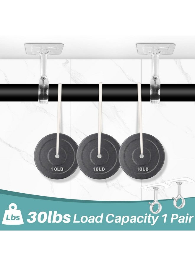 Antimbee 6-Pack No Drilling Ceiling Mounted Curtain Rod Brackets, Self Adhesive Curtain Rod Hanger Holder, Heavy Duty Stick No Wall Damage Rods Bracket Hooks for Home Renter Kitchen Bedroom Bathroom - Image 4