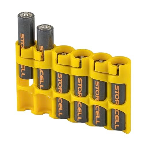 Storacell AAA Battery Storage Caddy by Storacell, Yellow, Holds 6 Batteries (Not included) - Image 1