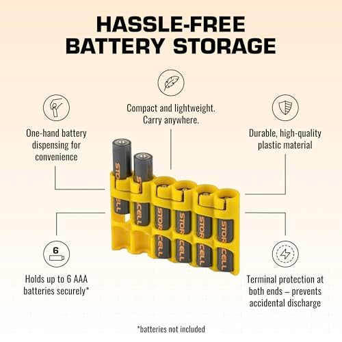 Storacell AAA Battery Storage Caddy by Storacell, Yellow, Holds 6 Batteries (Not included) - Image 4