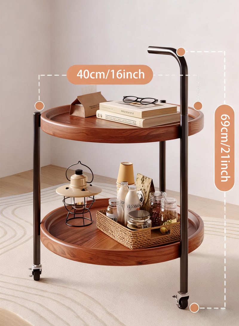 WEMART Small Round Side Table - 2-Tier Oval Accent Table for Small Spaces, Rustic Wood and Metal Couch End Table, Nightstand for Bedroom or End Table Living Room, Easy to Assemble, Rustic Brown - Image 2