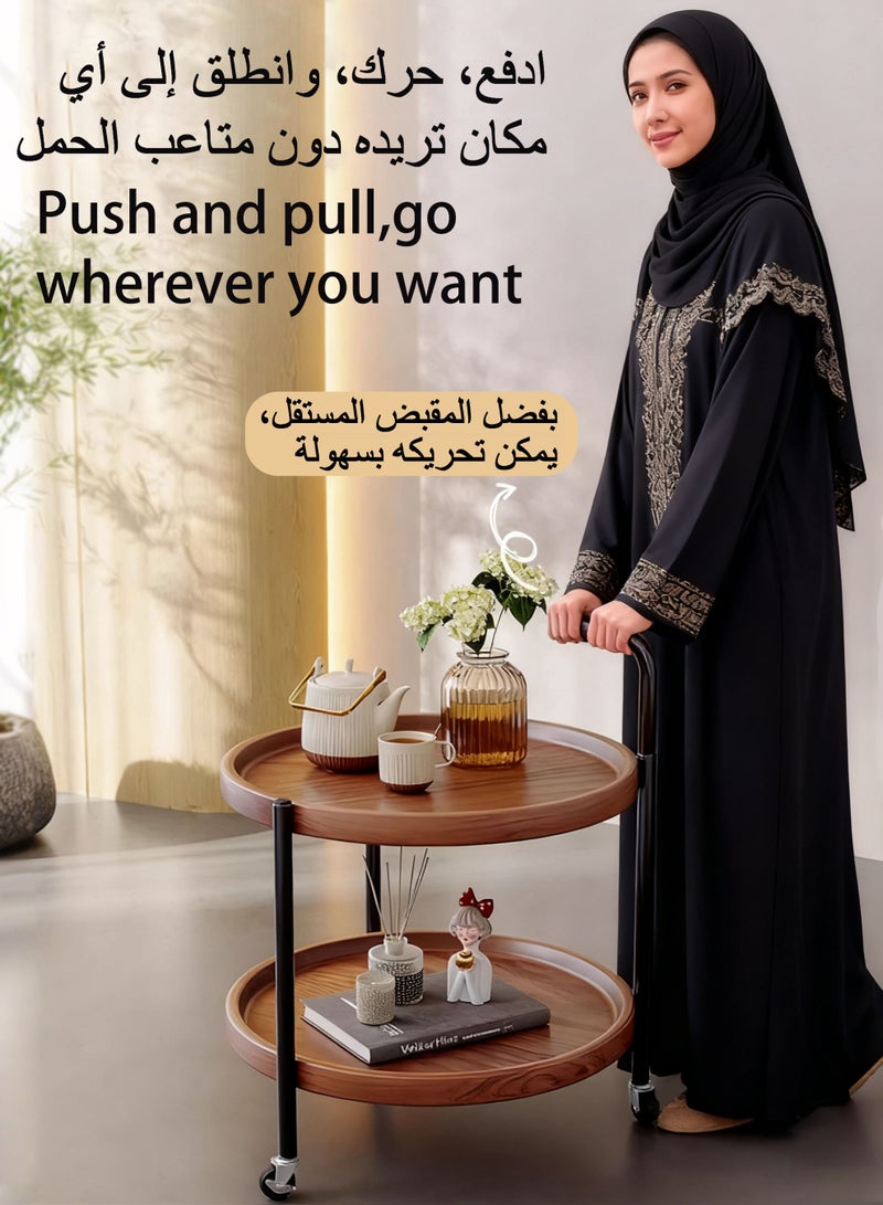 WEMART Small Round Side Table - 2-Tier Oval Accent Table for Small Spaces, Rustic Wood and Metal Couch End Table, Nightstand for Bedroom or End Table Living Room, Easy to Assemble, Rustic Brown - Image 3