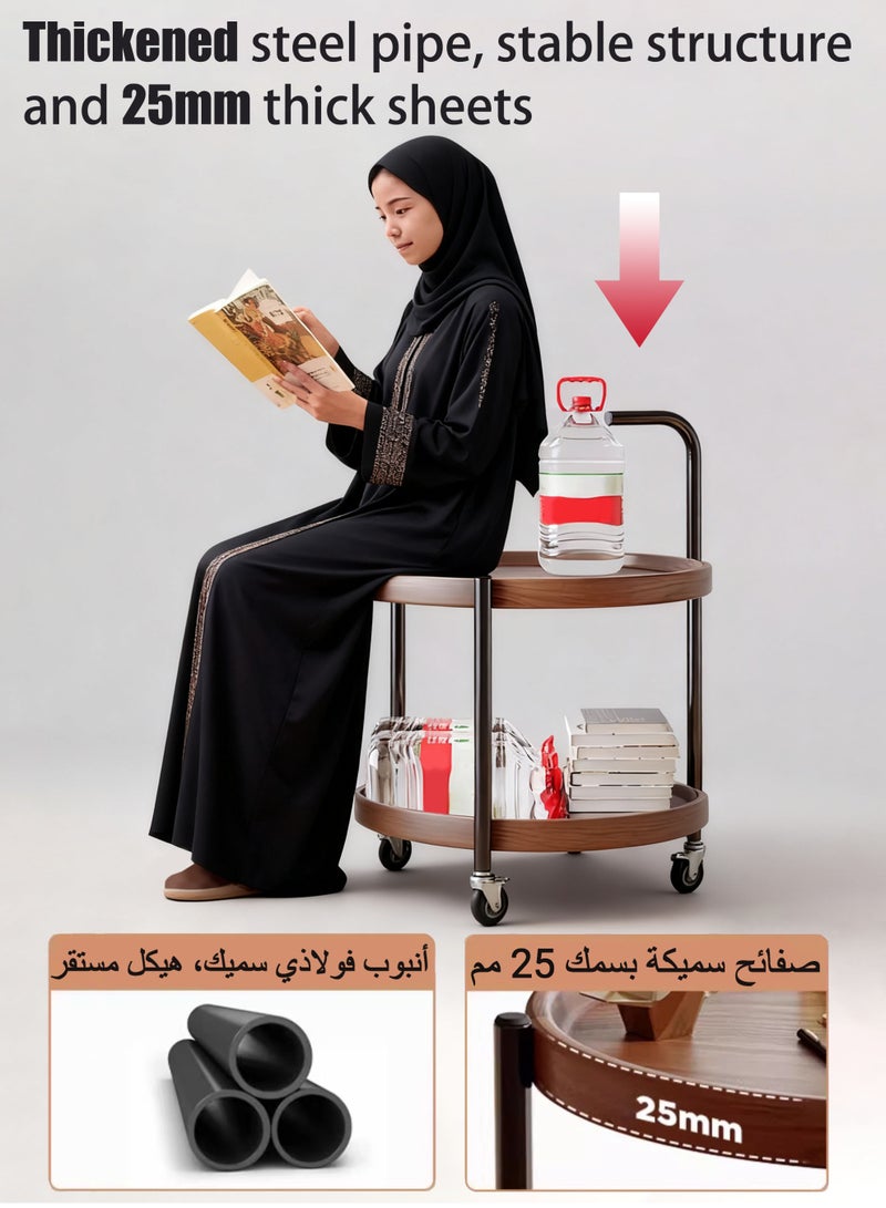 WEMART Small Round Side Table - 2-Tier Oval Accent Table for Small Spaces, Rustic Wood and Metal Couch End Table, Nightstand for Bedroom or End Table Living Room, Easy to Assemble, Rustic Brown - Image 4