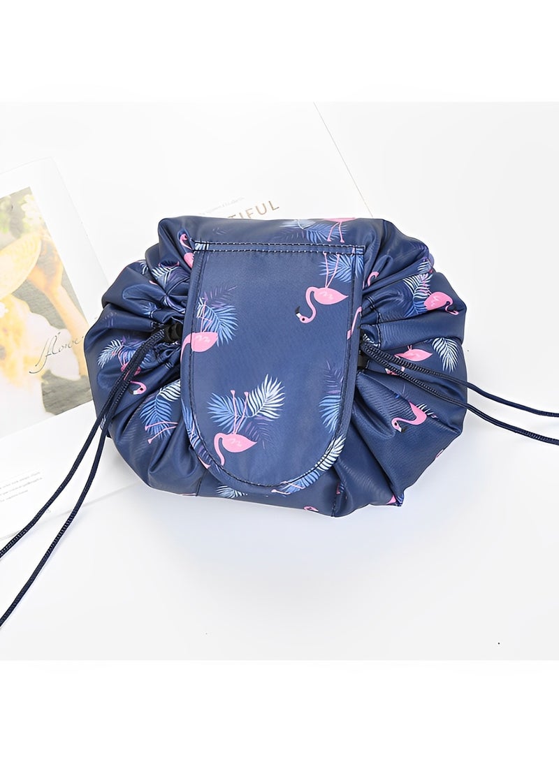 REOCLE Large Capacity Wash Bag Storage Bag Bucket Shaped Drawstring Bag Toiletry Organizer Portable Organizer Bag Fashion Printed Bag for Women  - Image 2