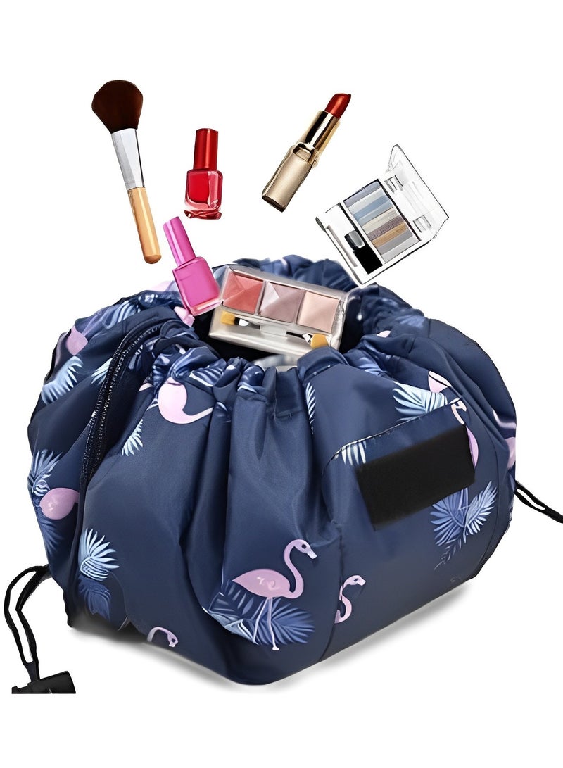 REOCLE Large Capacity Wash Bag Storage Bag Bucket Shaped Drawstring Bag Toiletry Organizer Portable Organizer Bag Fashion Printed Bag for Women  - Image 3