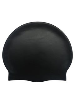 Generic Women and Men Swim Cap Silicone Soft Long Hair Swim Hat Durable Silicone Swimming Caps Universal Sized (Black) 