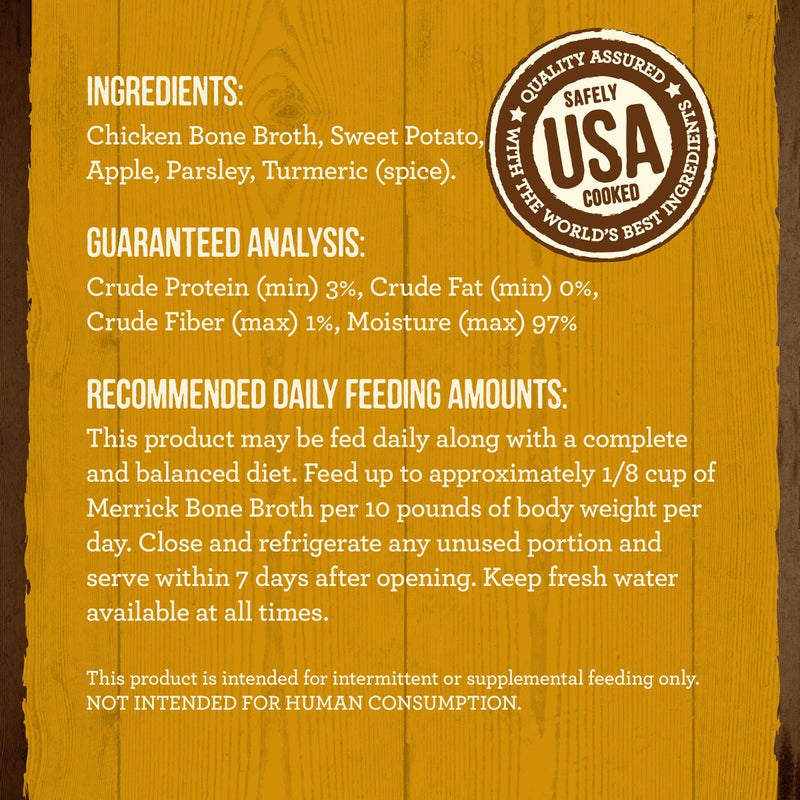 Merrick Grain Free Bone Broth, Premium Human Grade And Gluten Free Dog And Cat Food Topper Pouches, Chicken - 7 oz. Pouch - Image 5